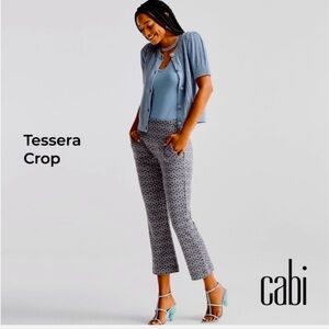 Cabi Tessera Crop Pants - Blue and Gray